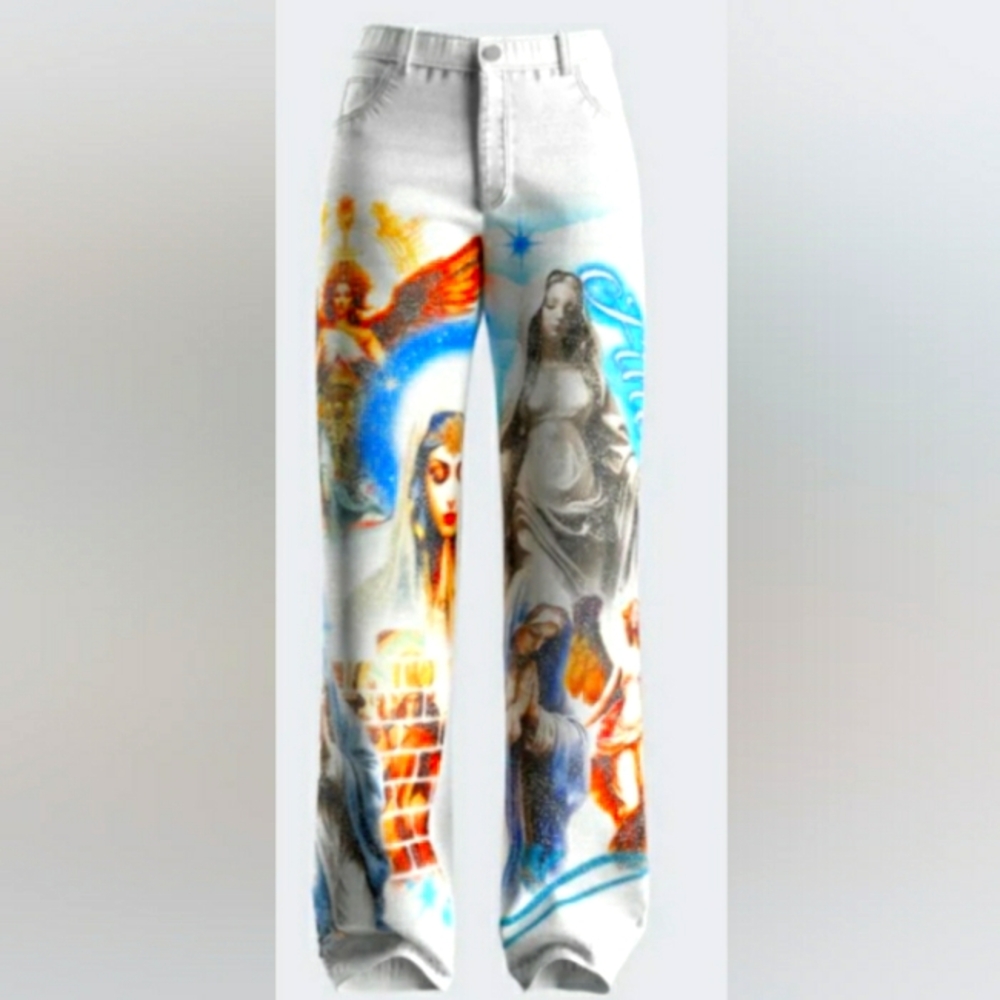 FINESSE JUDY MULTI-DEITY PRINT TWILL PANT